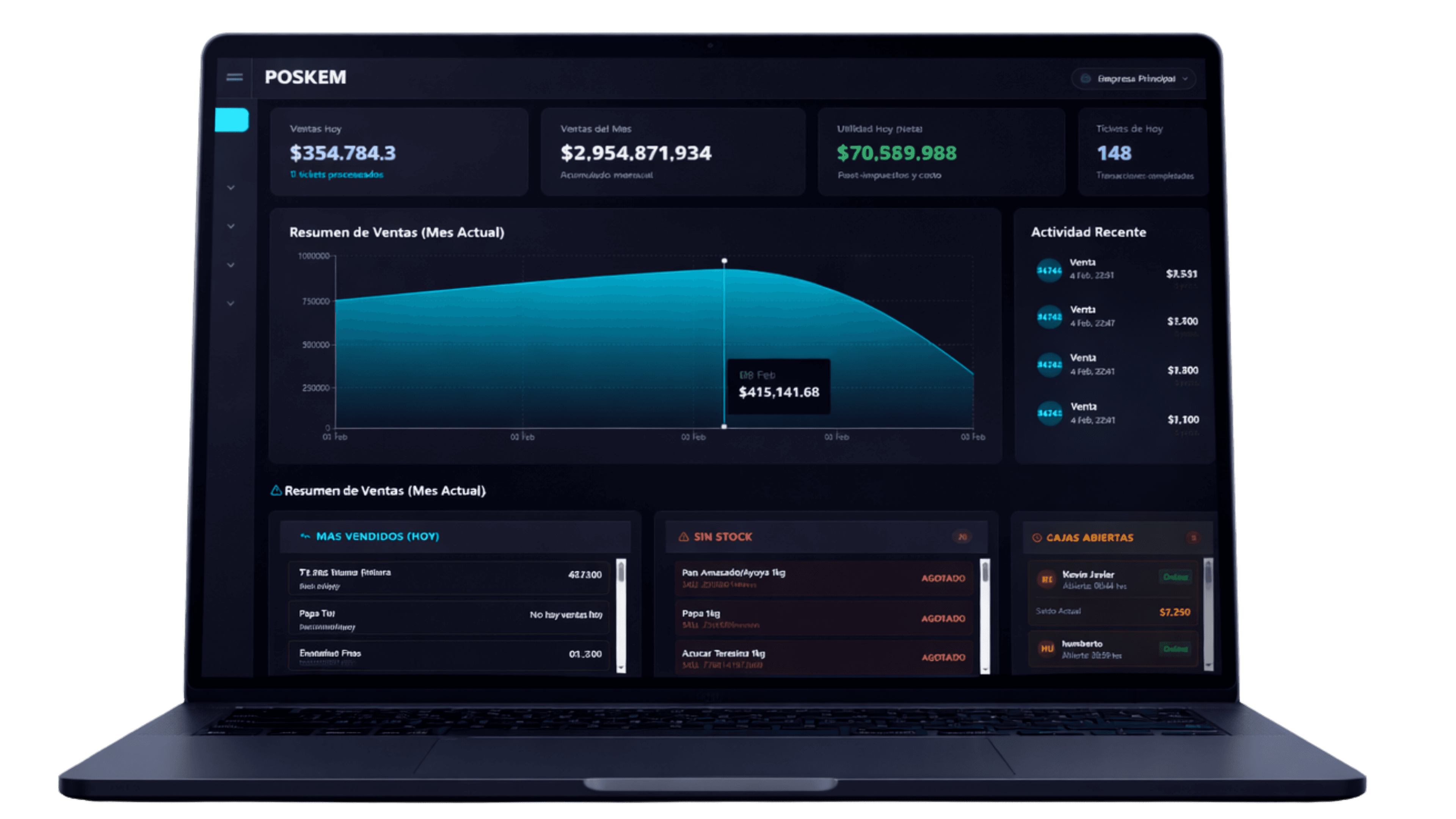 POSVECI Dashboard Laptop